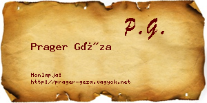 Prager Géza névjegykártya